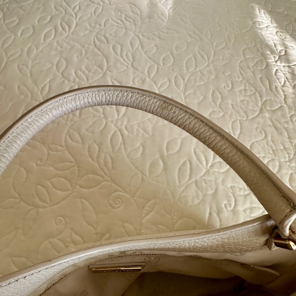 Tory Burch Light Cream Pebbled Leather Satchel - Picture 8 of 10